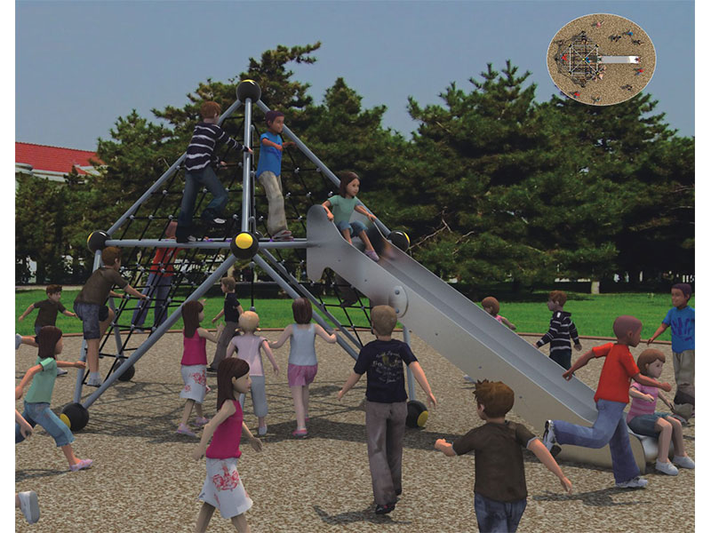 Outdoor Kids Cargo Net Climbing Frame with Slide BGZ-005