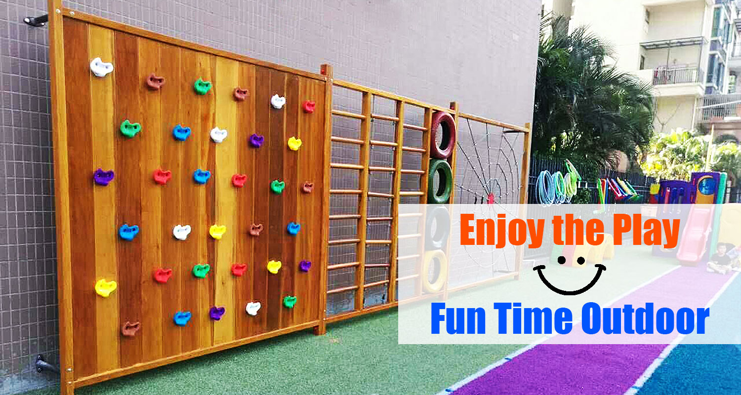 Childrens Outdoor Wooden Climbing Wall for Sale